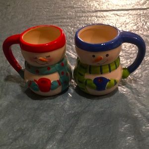 Bay island Snowman Mugs NEW set of 2 Cocoa soup or Drink Ultra Cute must haves